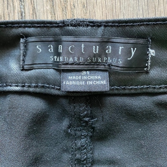 Sanctuary Hayden Tapered Faux Leather Liquid Look Black Stretch Pant Size 31 - Picture 7 of 11